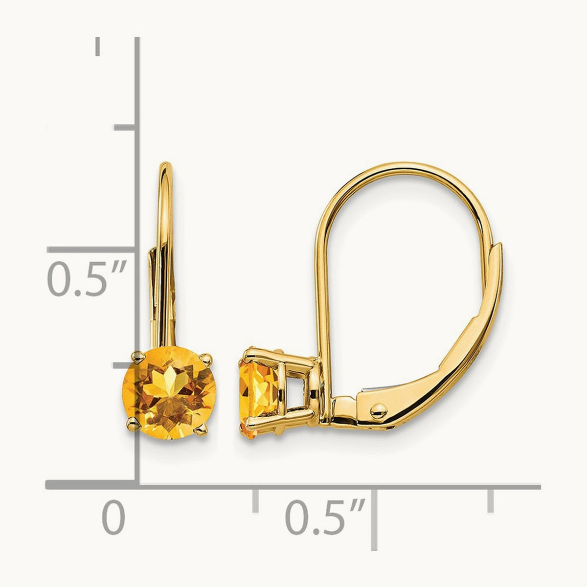 Citrine Leverback Earrings — 5mm