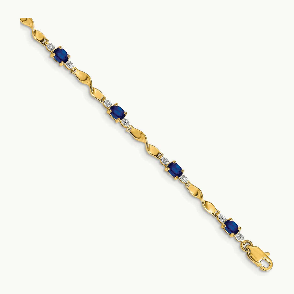 Diamond and Oval Sapphire Bracelet, 14K