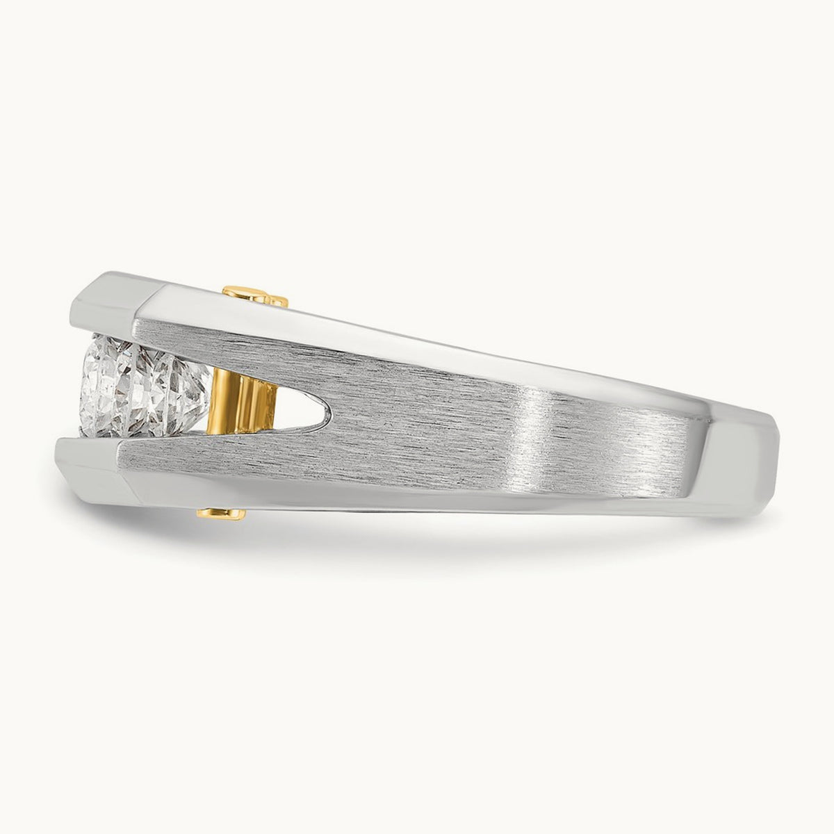 14ktt IBGoodman Men's Polished & Satin Cut-Out 5-Stone Diamond Ring