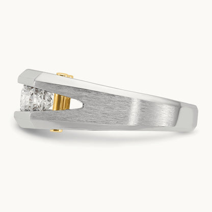 14ktt IBGoodman Men's Polished & Satin Cut-Out 5-Stone Diamond Ring