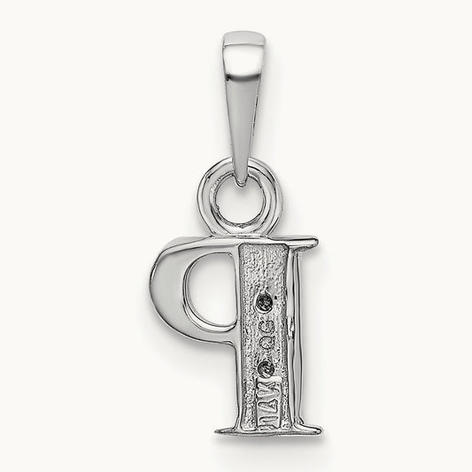 Rhodium-plated Diamond Letter P Initial Pendant, 14K White Gold