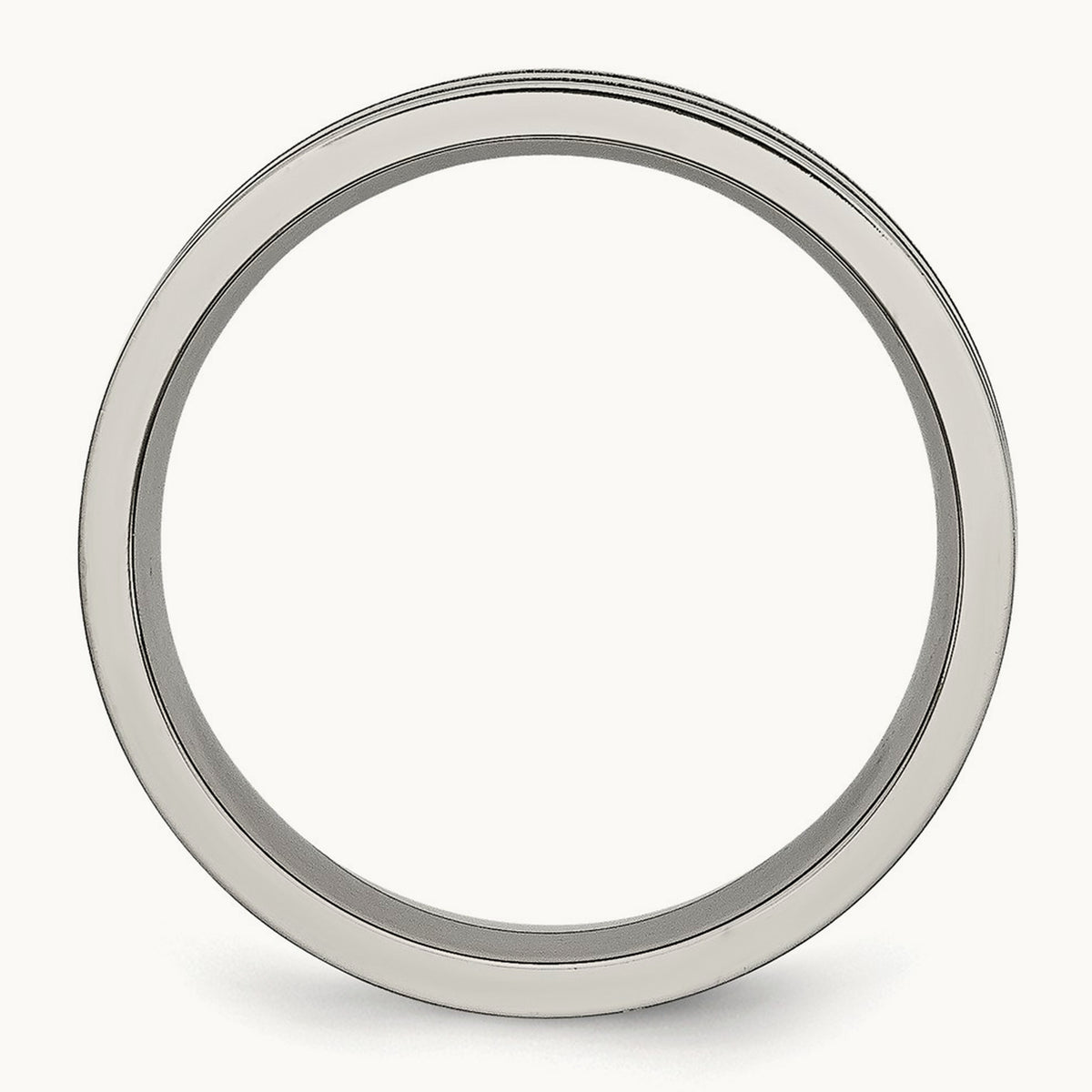 Brushed and Polished Grooved Band, 6mm, Titanium