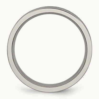 Brushed and Polished Grooved Band, 6mm, Titanium