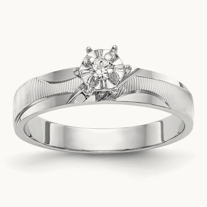 AA Quality Trio Complete Engagement Ring, 14K White Gold