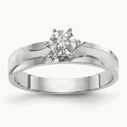 AA Quality Trio Complete Engagement Ring, 14K White Gold