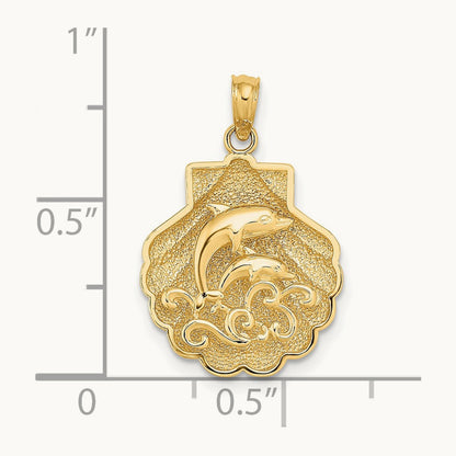 Reversible Dolphins and Waves in Shell Charm, 14K