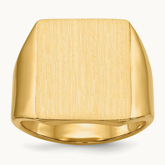 15.0x17. Closed Back Mens Signet Ring, 0.0mm, 14K