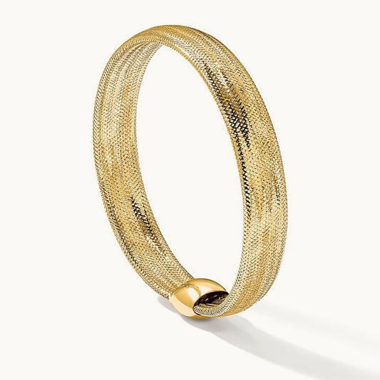 Polished Mesh Stretch Bracelet, 14K — Leslie's