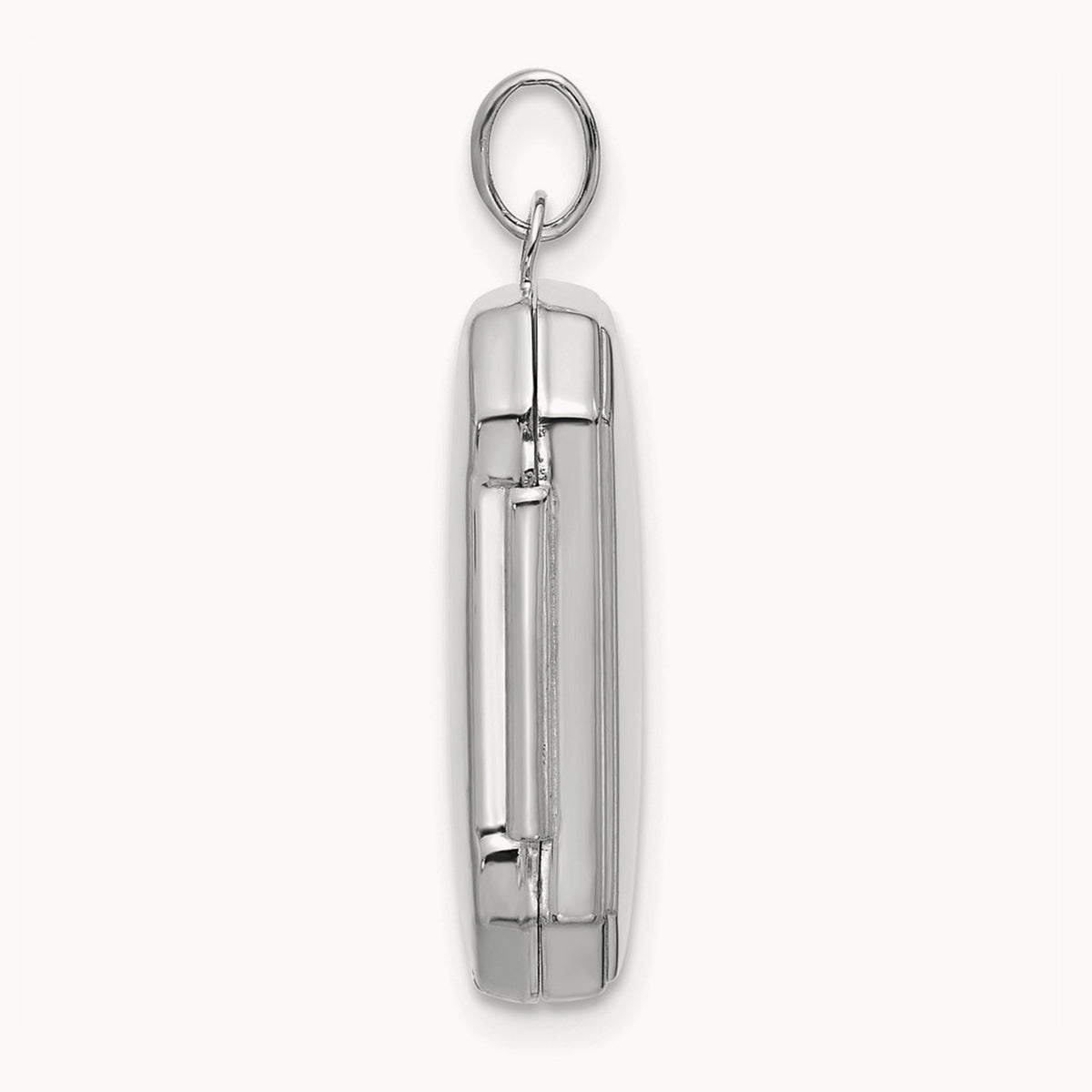 Polished 20x15mm Curved Rectangle Locket — 14K White Gold