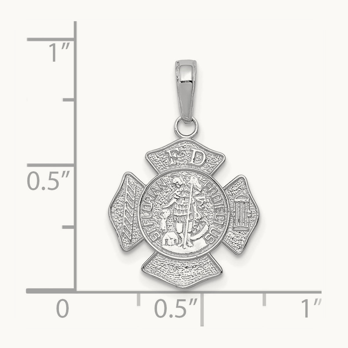 Small St. Florian Badge Pendant, 14K White Gold