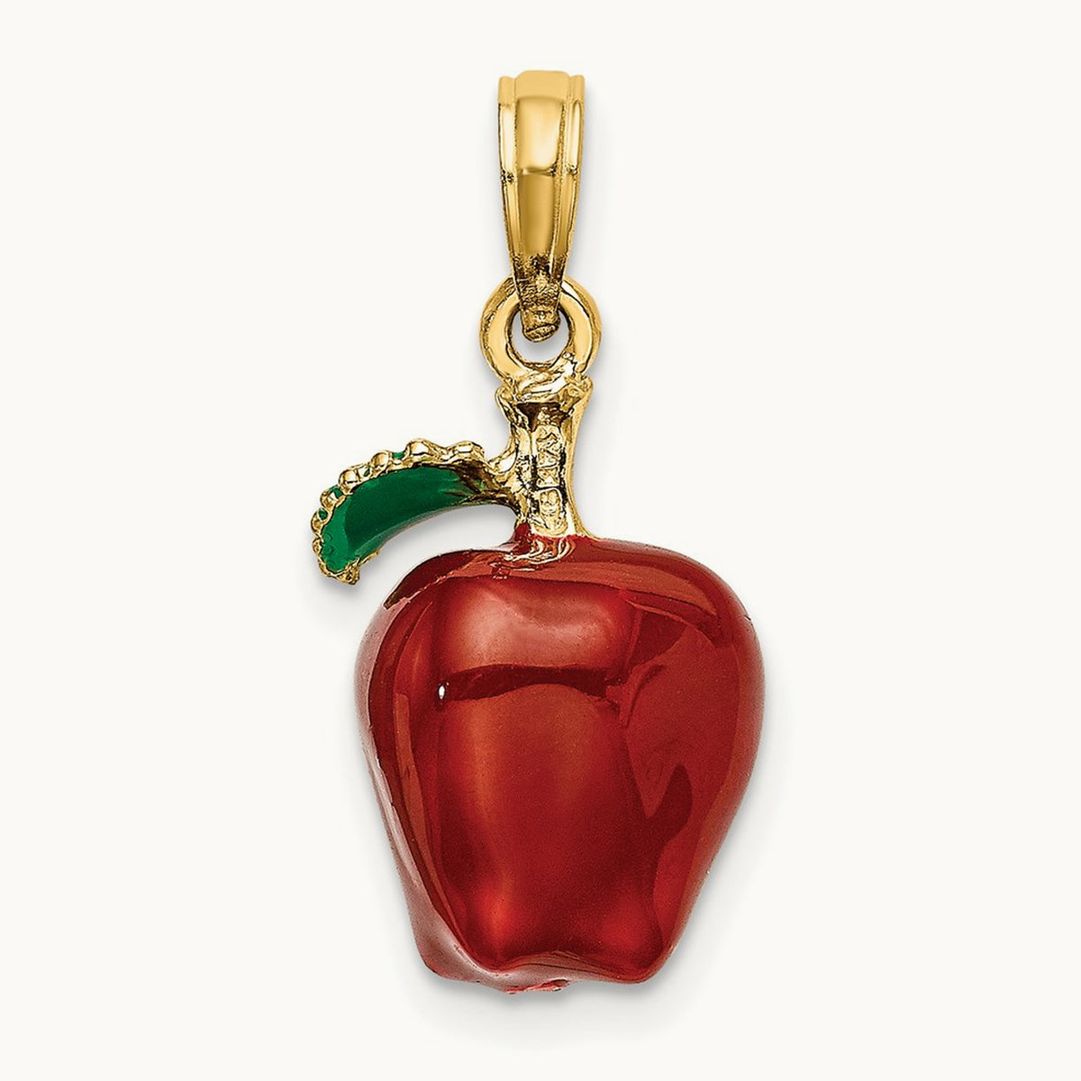 w/ Enamel 3-D Red Delicious Apple Charm, 14K