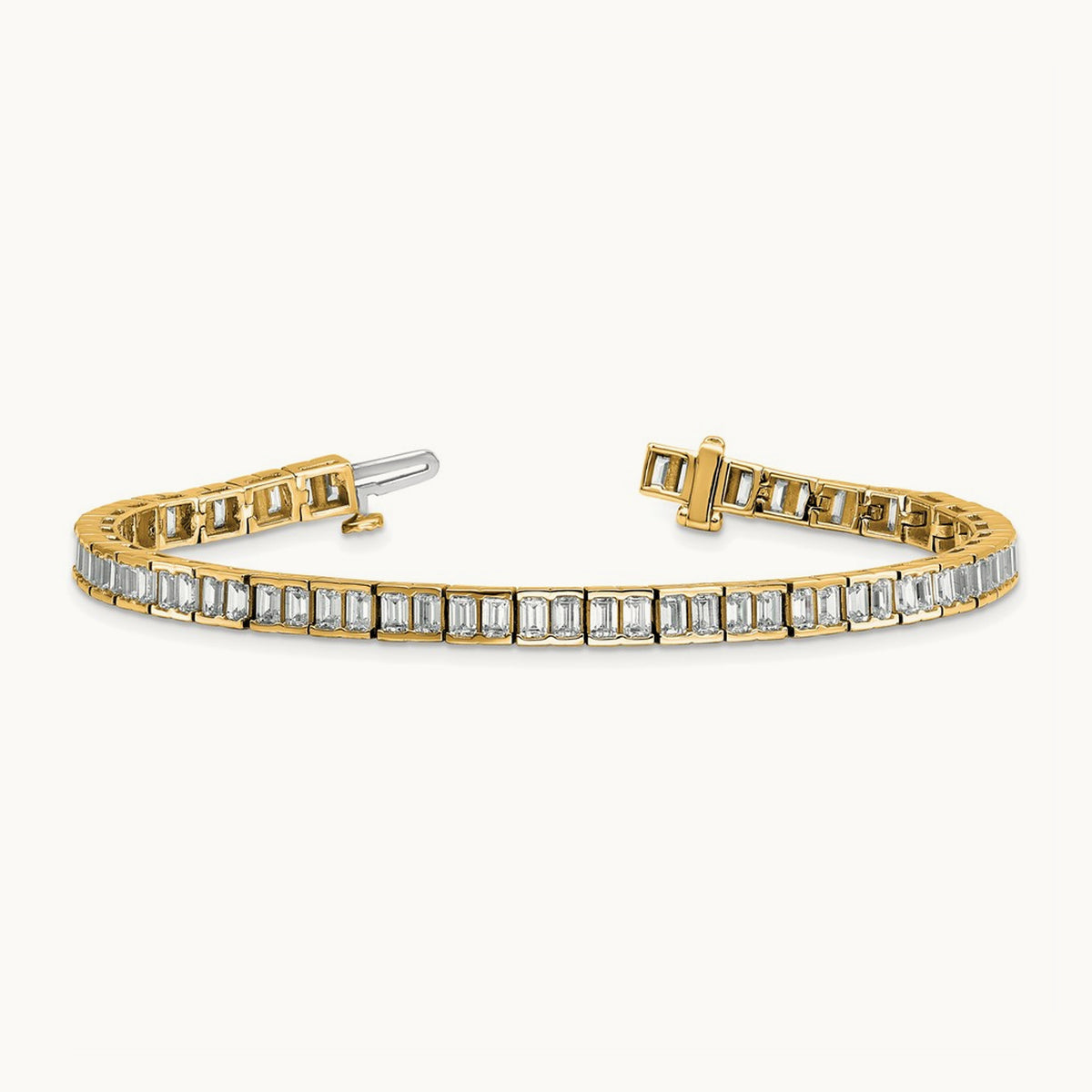 Emerald Tennis Bracelet, 7.25 ct tw Lab-Grown Diamond — 14K Yellow Gold