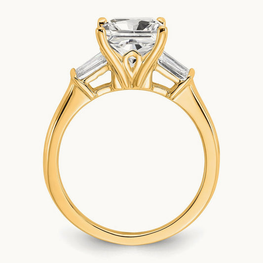 Princess Semi-Mount 3 Stone Engagement Ring, 0.50 ct tw Lab-Grown Diamond — 14K Yellow Gold