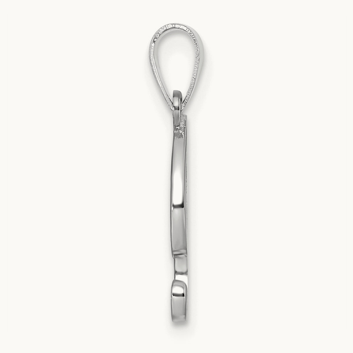 White Gold Script Letter I Initial Pendant, 14K White Gold