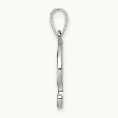 White Gold Script Letter I Initial Pendant, 14K White Gold
