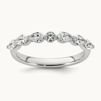 Pear Shape Stones Wedding Band, 0.50-1.00 ct tw Lab-Grown Diamond