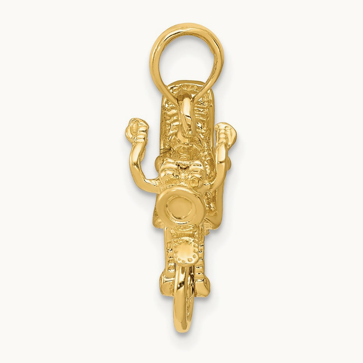 3-D Moveable Motorcycle Pendant, 14K