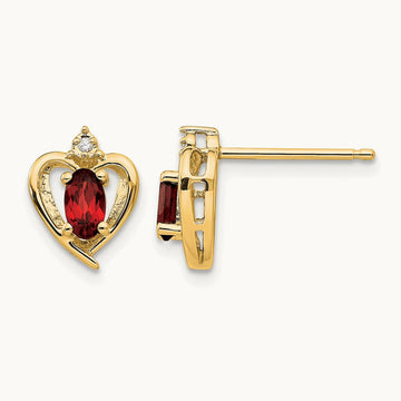 Garnet and Diamond Heart Earrings — photo set