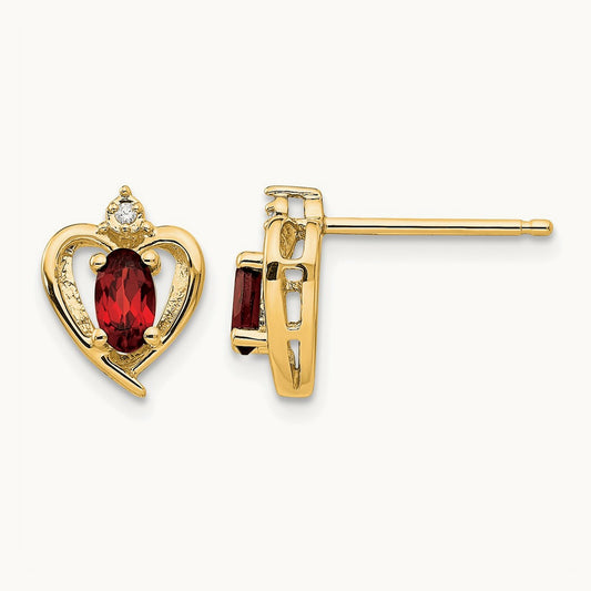 Garnet and Diamond Heart Earrings — photo set