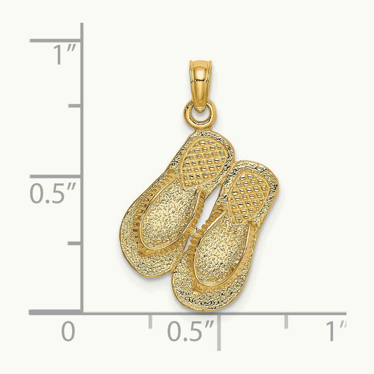 Large Textured Strap Double Flip-Flop Charm, 14K