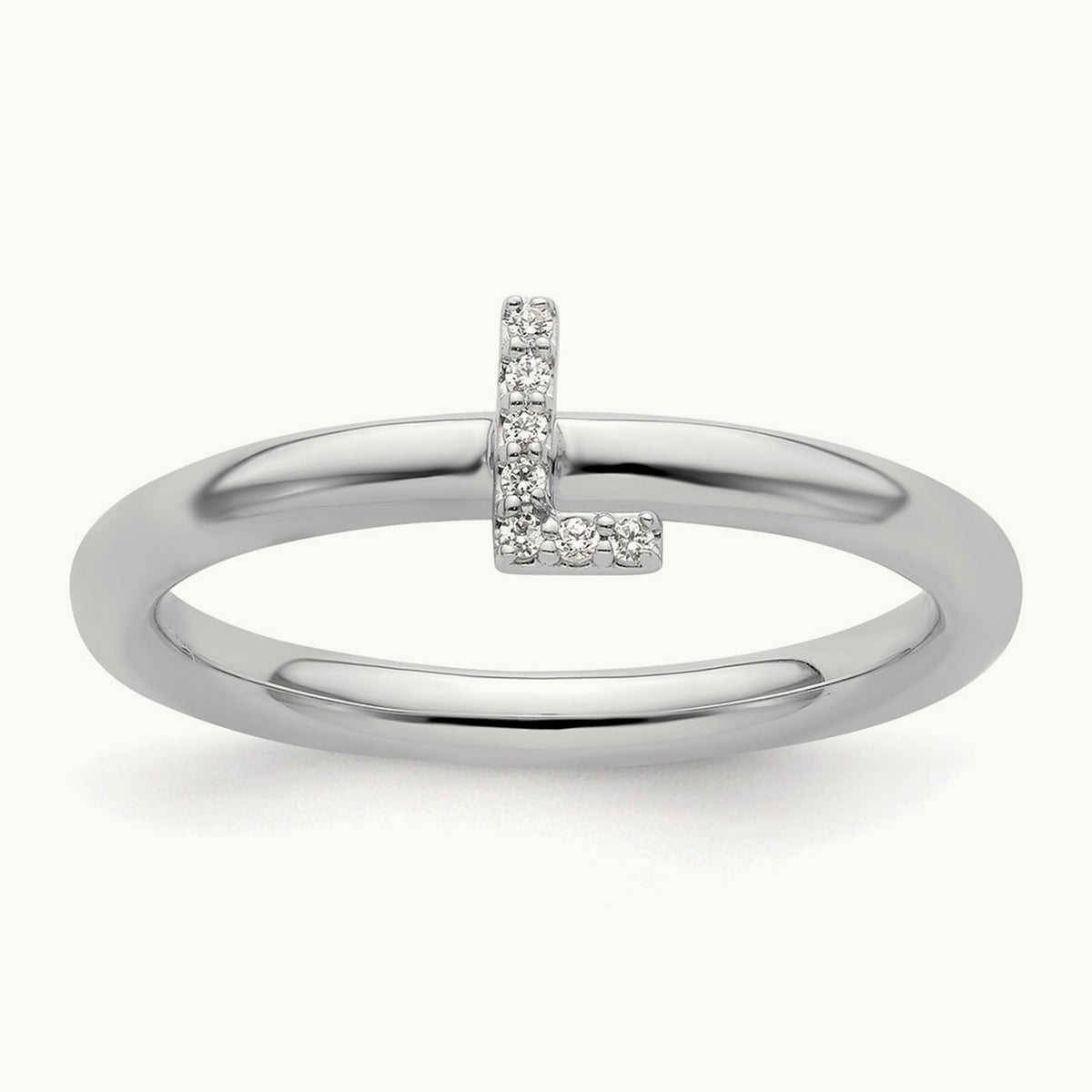 Stackable Diamond Ring — 14K White Gold, L