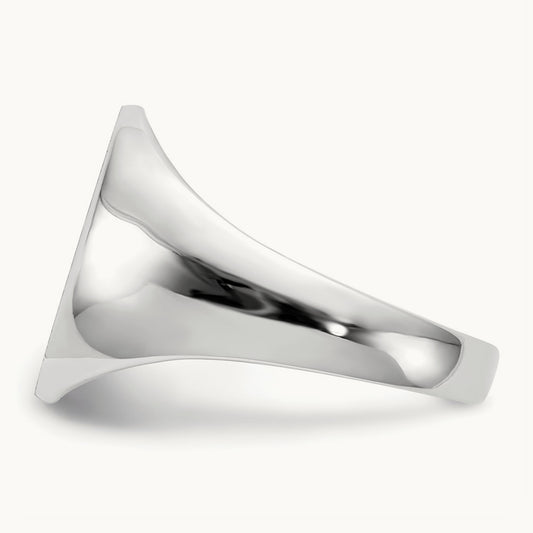 12.5x15.0xmm Closed Back Signet Ring, 14K White Gold