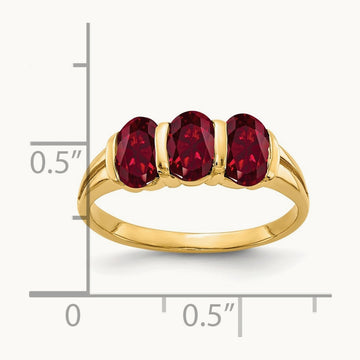 6x4mm Oval Created Ruby ring, 14K
