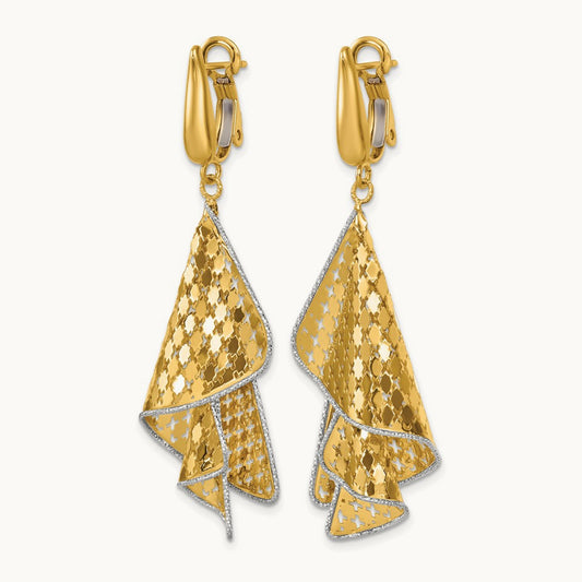 Polished & D/C Post Omega Dangle Earrings, 14K Two-tone — Leslie's