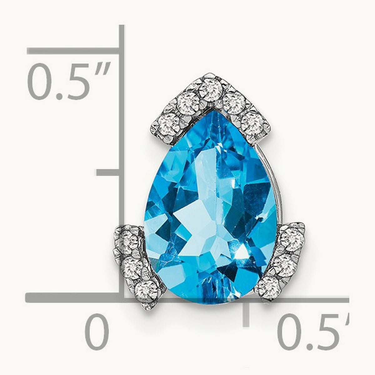 Pear Blue Topaz and Diamond Chain Slide, 14K White Gold