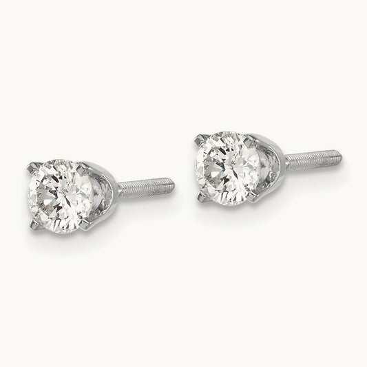 AA Quality Complete Diamond Stud Earring, 14K White Gold