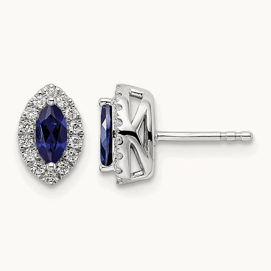 Created Sapphire Sept Birthstone Earrings, 0.20 ct tw Lab-Grown Diamond