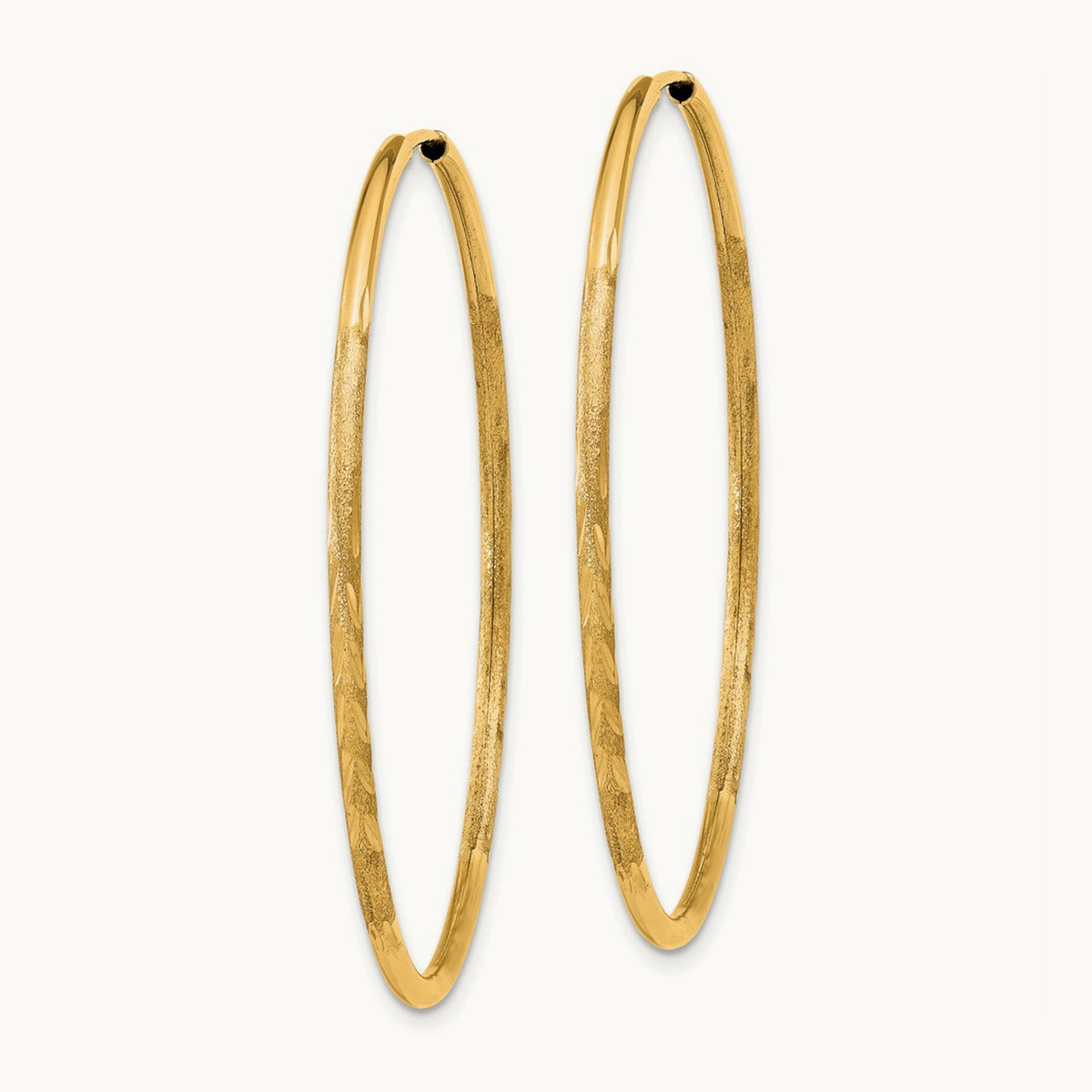 Satin Diamond-cut Endless Hoop Earrings — 40mm, 1.5mm