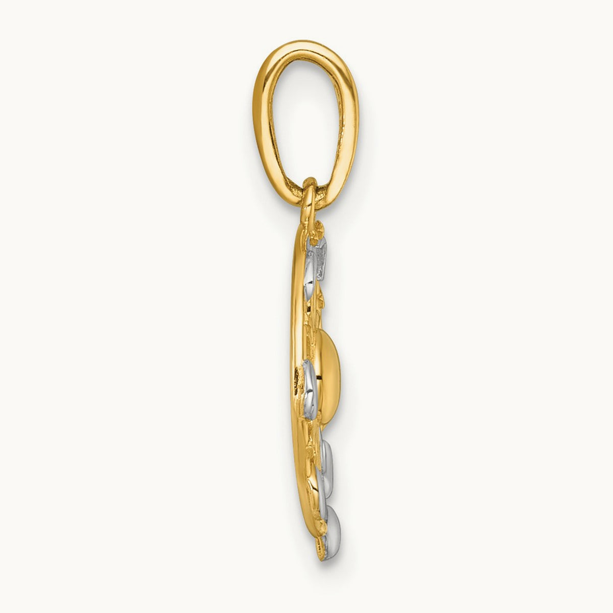 Polished Sun With Moon Cycle Charm, 14K with White Rhodium