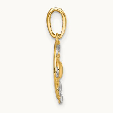 Polished Sun With Moon Cycle Charm, 14K with White Rhodium
