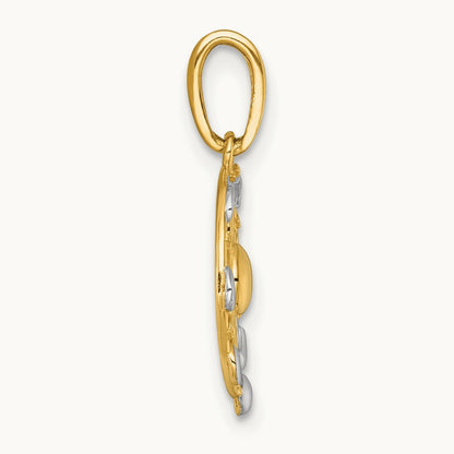 Polished Sun With Moon Cycle Charm, 14K with White Rhodium