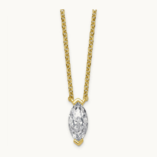 Marquise Solitaire Pendant Necklace, 1.00-3.00 ct tw Lab-Grown Diamond
