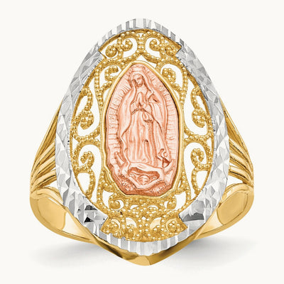 w/White Rhodium Filigree Guadalupe Ring, 14K Two-tone