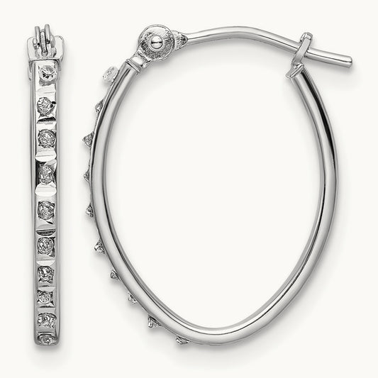 WG Diamond Fascination Diamond Dust/Accent Oval Hoop Earrings, 14K