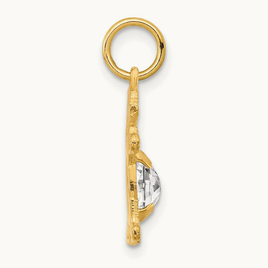 Girl 6x4 Oval Genuine Topaz-April — 14K Yellow Gold