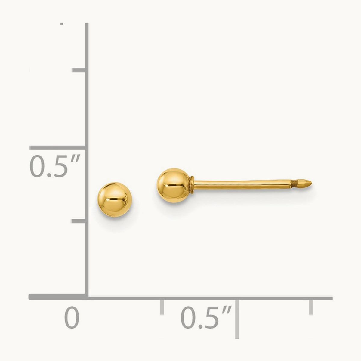 Inverness Ball Post Earrings — 14K Yellow Gold, 3mm