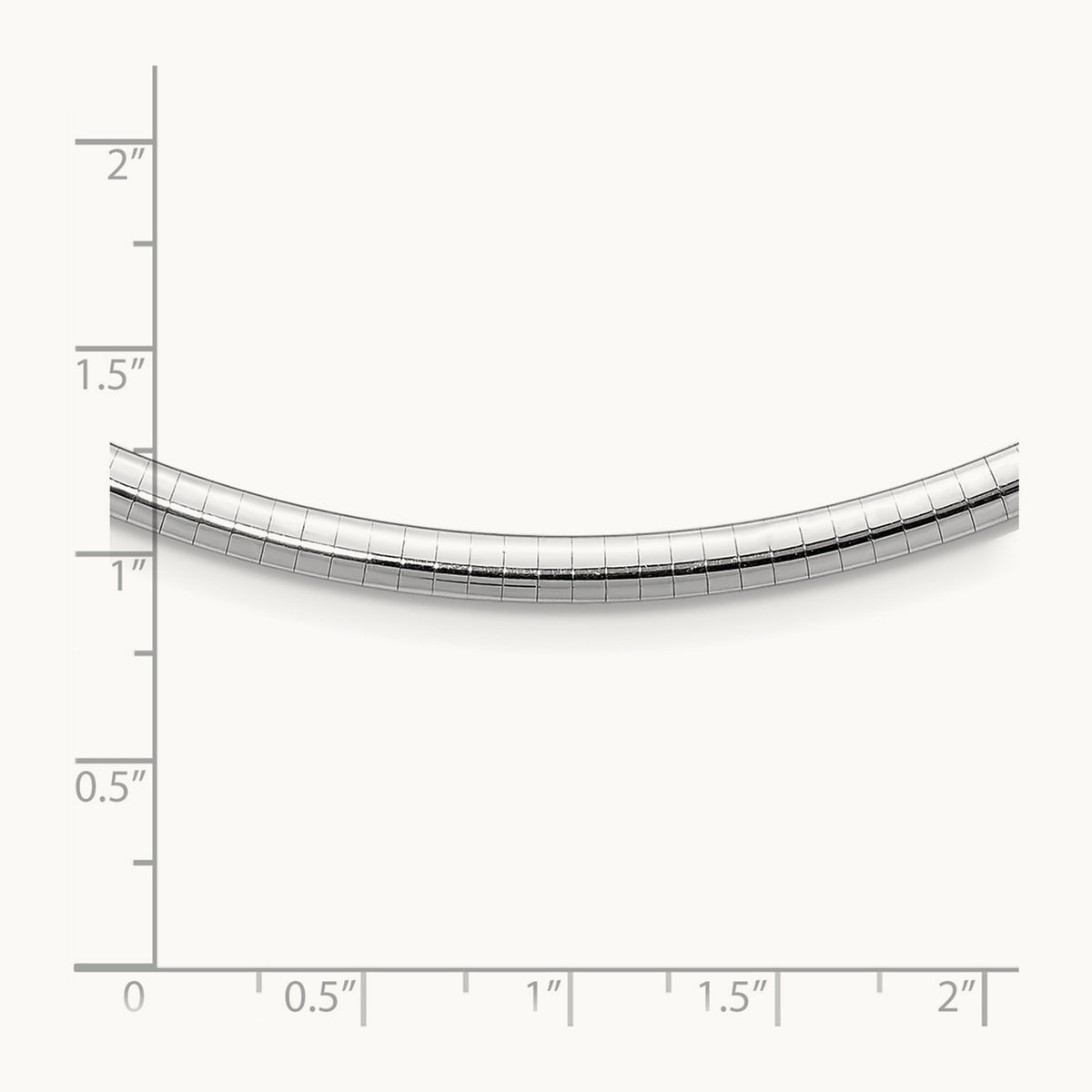 Domed Omega Necklace — 14K White Gold, 18mm, 4mm
