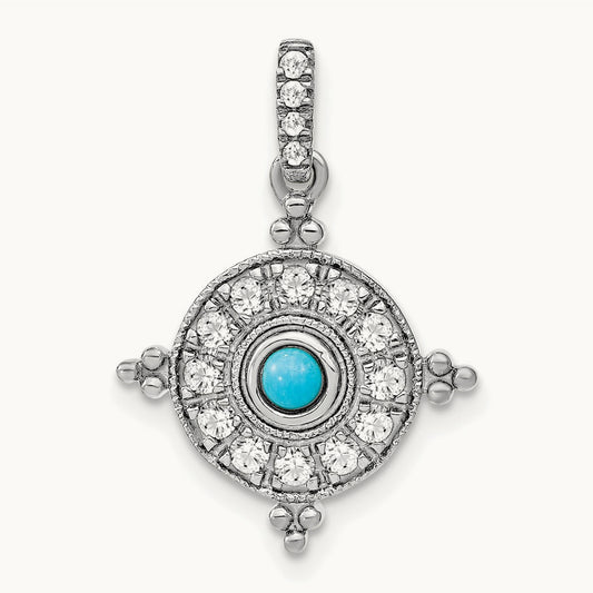 Turquoise and Topaz Pendant — 14K White Gold