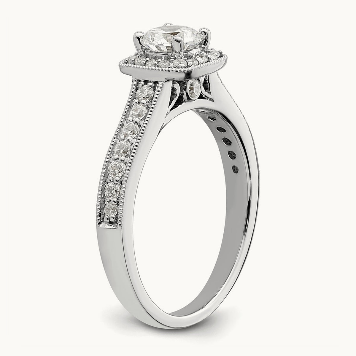 Halo Round Semi-Mount Engagement Ring, 0.50 ct tw