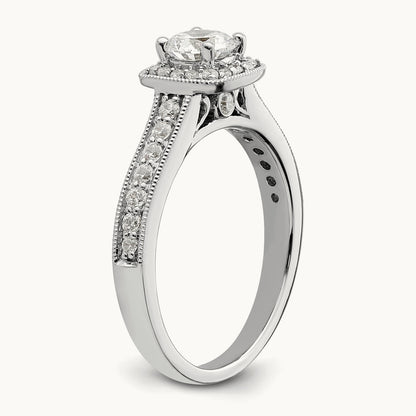Halo Round Semi-Mount Engagement Ring, 0.50 ct tw