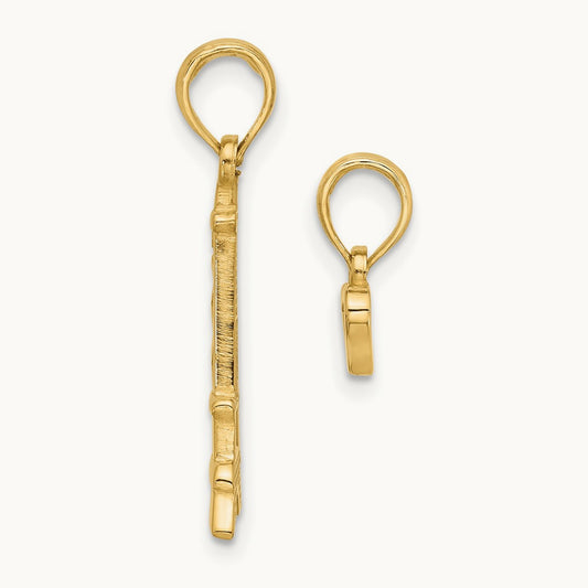 Polished and Satin Eiffel Tower with Separate Heart Pendant Set, 14K