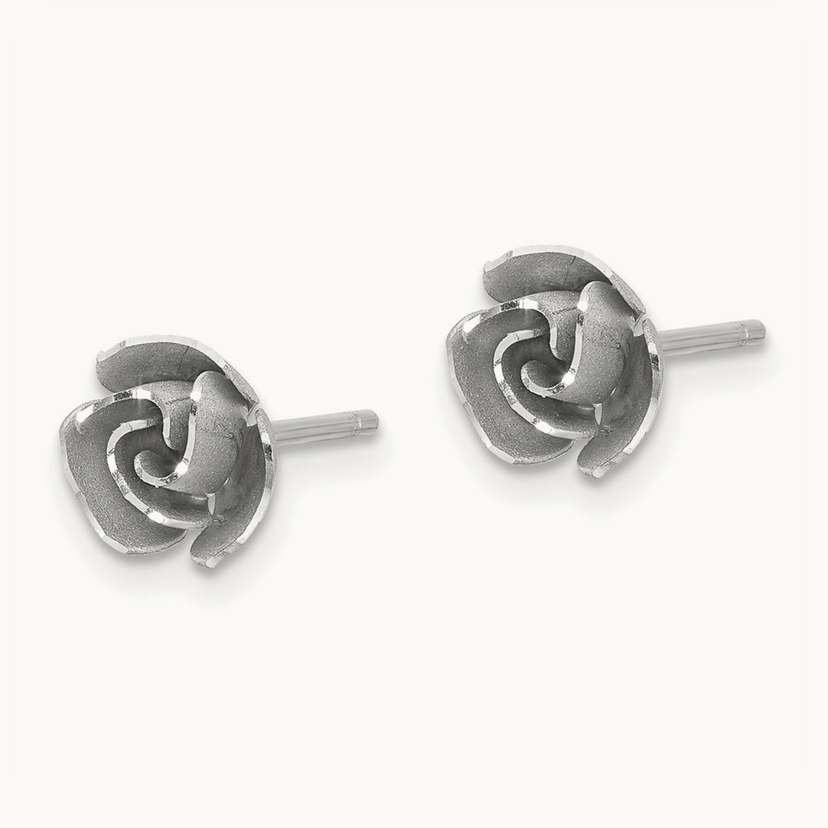 Satin Finish Diamond-cut Post Earrings — 14K Two-Tone Gold, 7mm