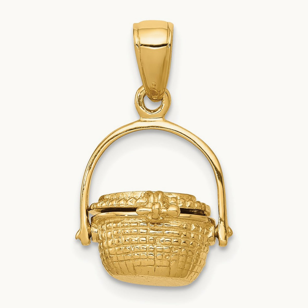 3-D Nantucket Basket Pendant, 14K