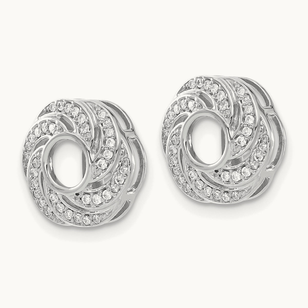 Swirl Diamond Jacket Earrings — 14K White Gold, 0.252 ct