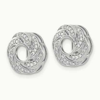 Swirl Diamond Jacket Earrings — 14K White Gold, 0.252 ct
