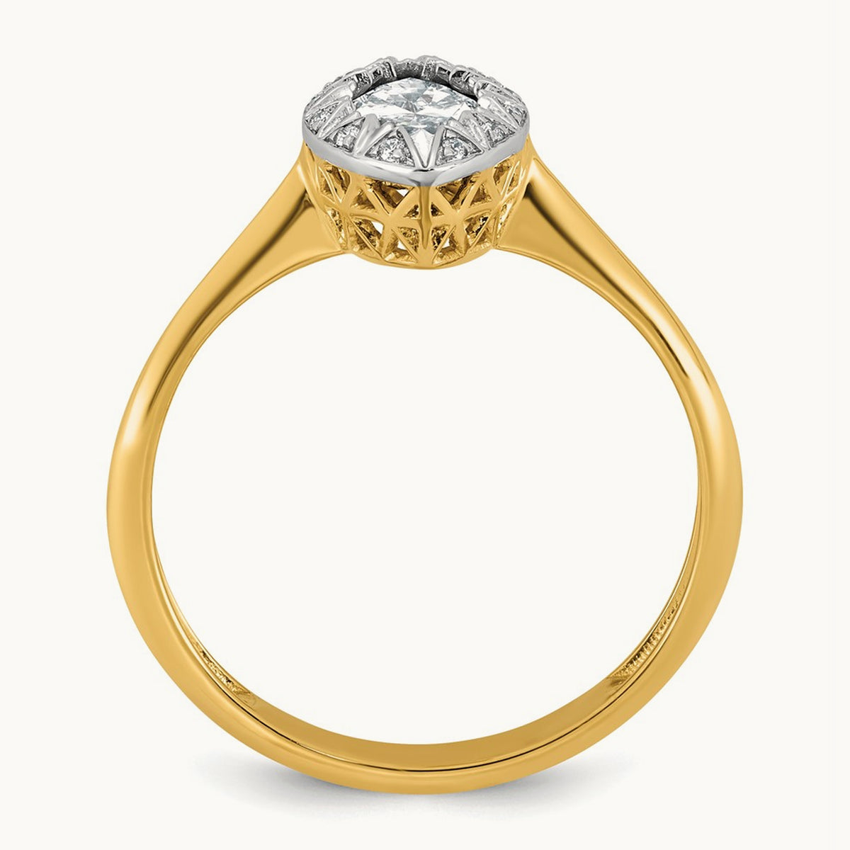 With Rhodium Marquise Center Ring, 1.00 ct tw Lab-Grown Diamond